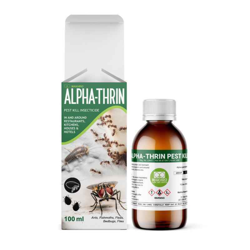 Alpha-Thrin Pest Kill 100ml box and bottle | Kills ants, fishmoths, fleas, bedbugs & flies