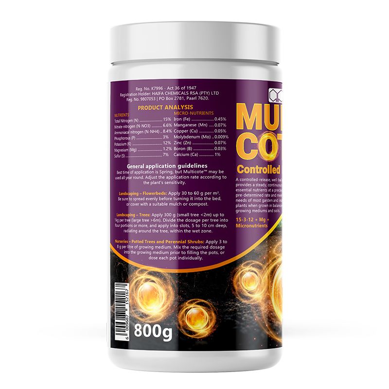 Multicote 8 Controlled Release Fertiliser 800g | Product analysis and application guidelines label