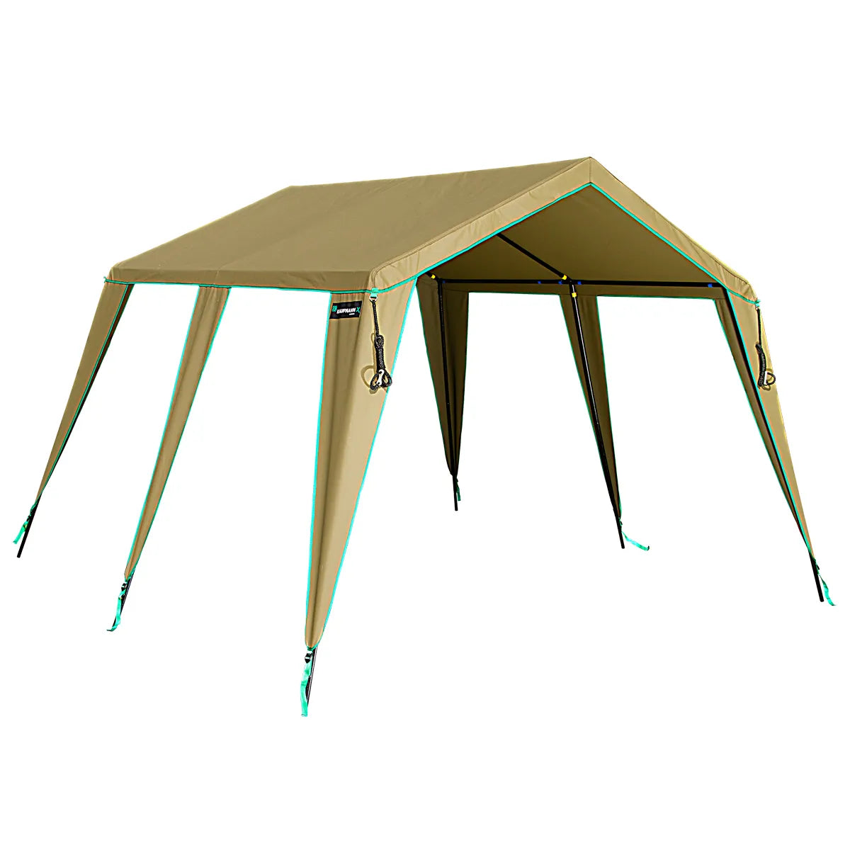 Beige camping canopy tent on a white background