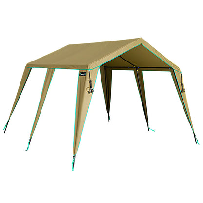 Beige camping canopy tent on a white background