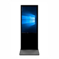 A tall standing Parrot 43 inch LED Touch Screen Kiosk with a black color scheme displaying Windows desktop screen.