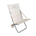 A beige AfriTrail Snooza Padded Camp Chair with a steel frame and fabric padding, featuring a cup holder.