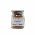 A jar of Fox & Jackal Sweet & Smoky Seasoning with a label that includes the product name and a brief description.